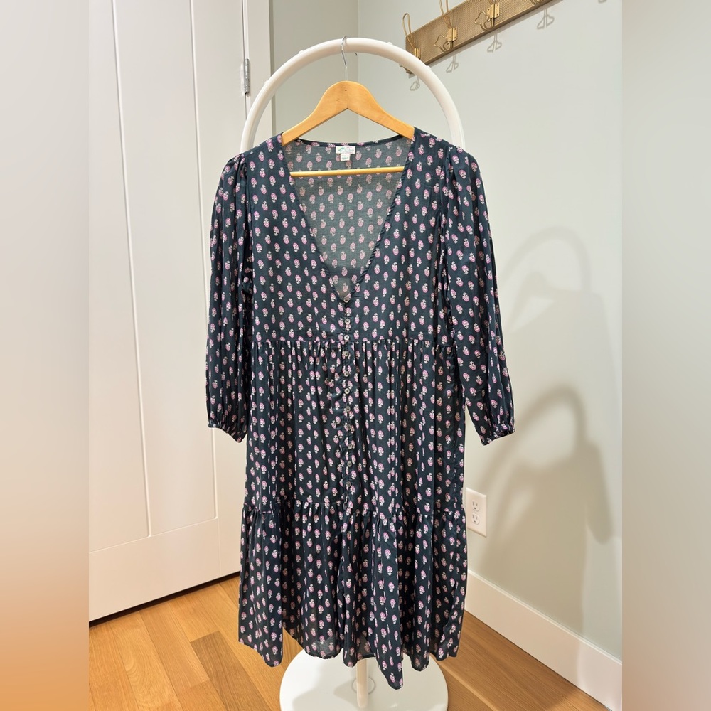 J. Crew Navy Blue Pink Printed Swim Coverup